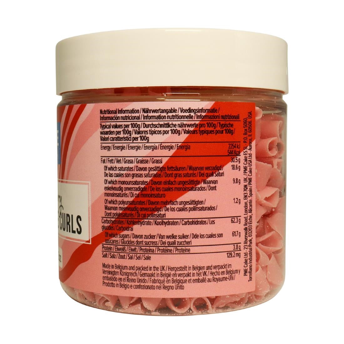 HU284 PME Chocolate Curls Strawberry 85g