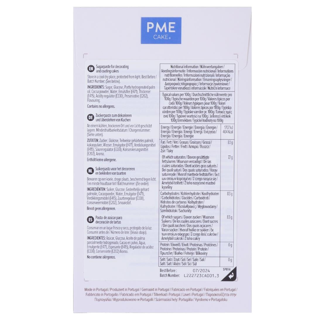 HU308 PME Sugar Paste Fondant Brown 250g