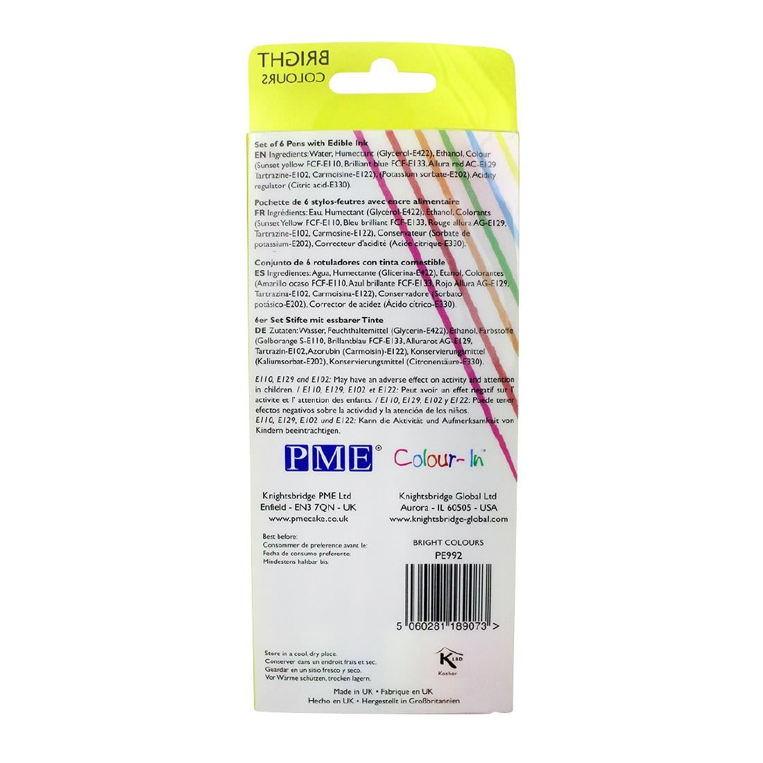 HU325 PME Brush & Fine Pen Set - Bright (Pack of 6)