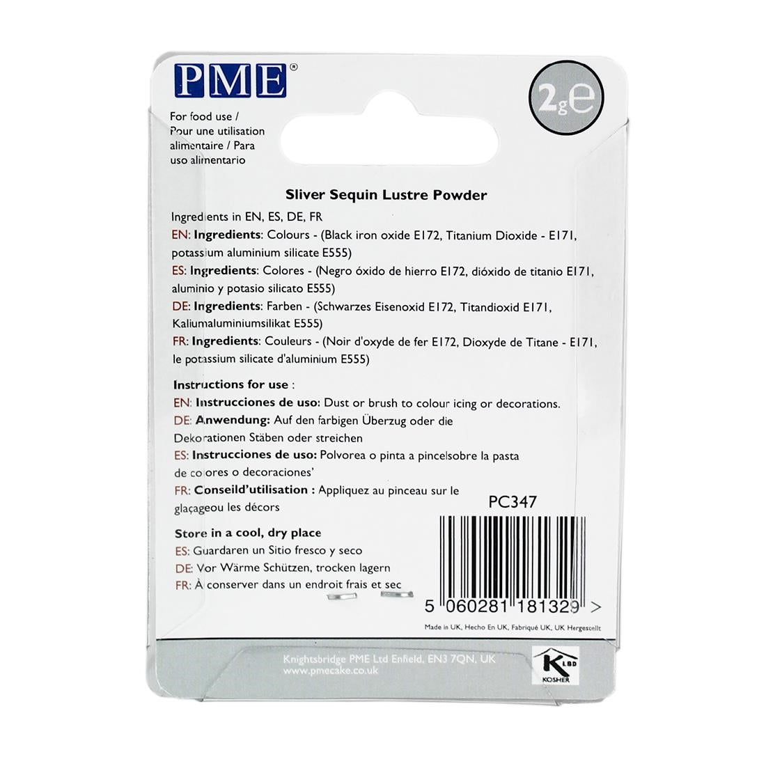 HU347 PME Lustre Colours Silver Sequin 2g