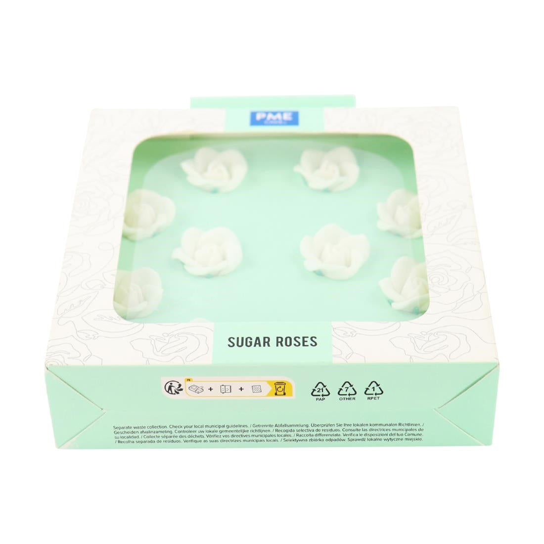 HU361 PME White Sugar Roses 25mm (Pack of 10)