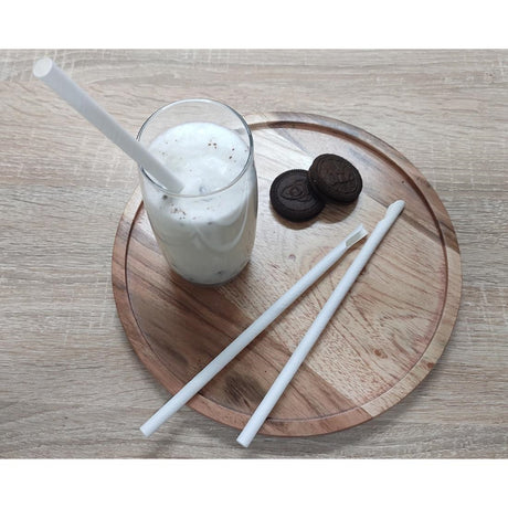 HU367 - Fiesta Compostable Paper Spoon Straw White 210x8mm (250 Pack)