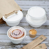 HW025 Fiesta Compostable Bagasse Lids for 400/500ml Bowl Bases (Pack of 50)