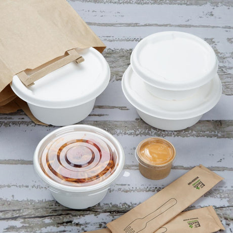 HW027 Fiesta Compostable Bagasse Lids for 750/900ml Bowl Bases (Pack of 50)