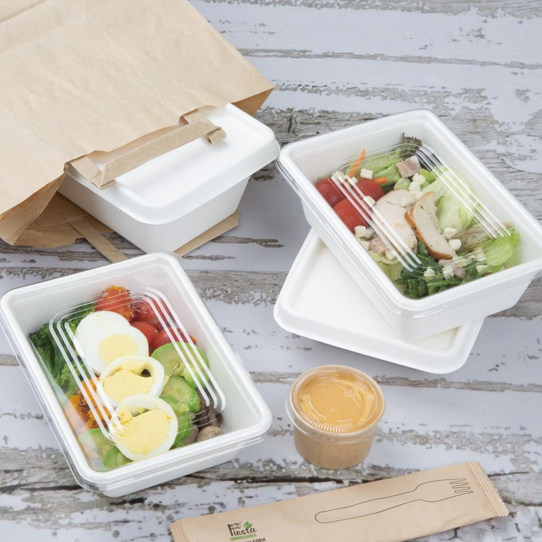 HW035 Fiesta Compostable Bagasse Food Container Bases 800ml (Pack of 100)