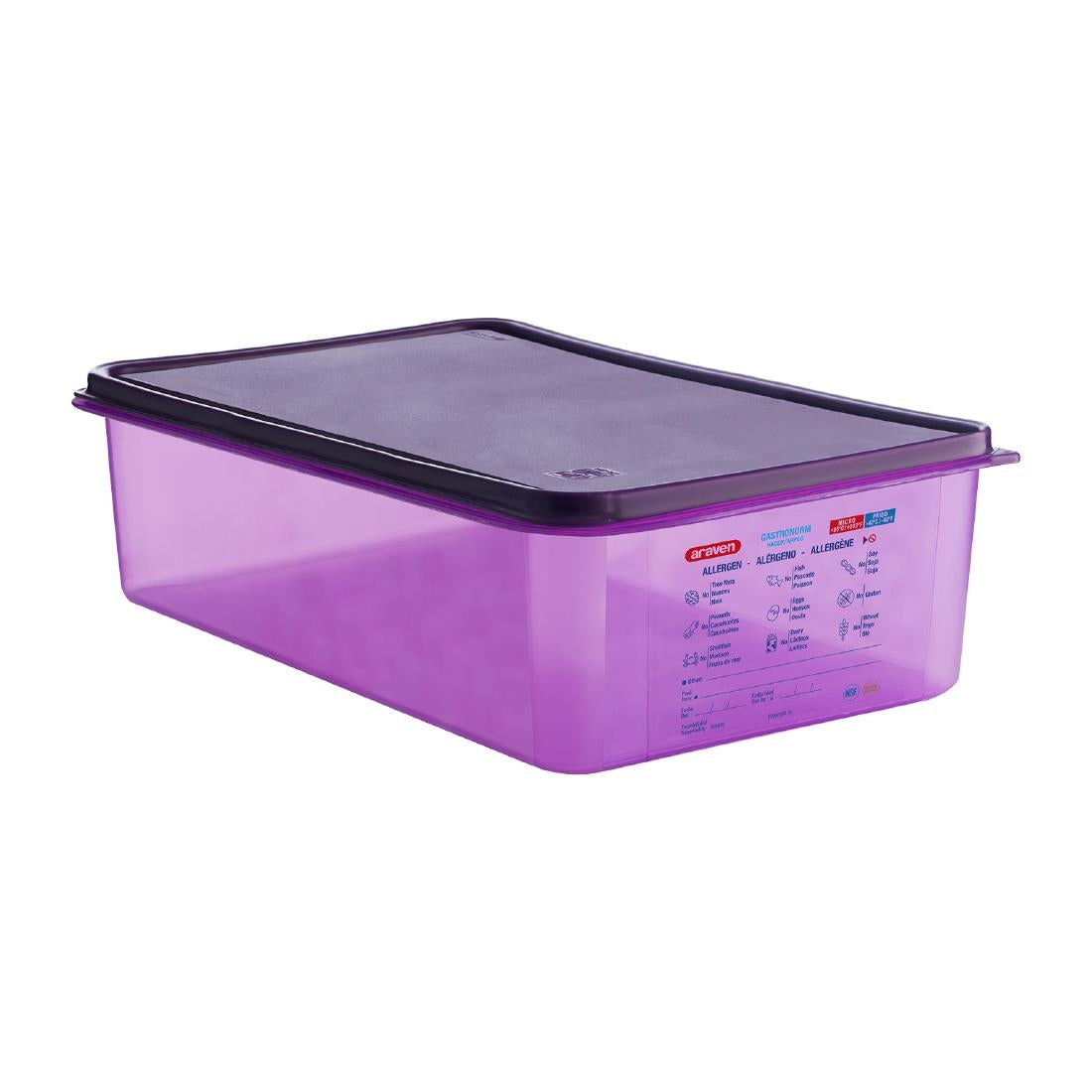HW099 Araven Allergen Polypropylene 1/1 Gastronorm Food Container Purple 20Ltr