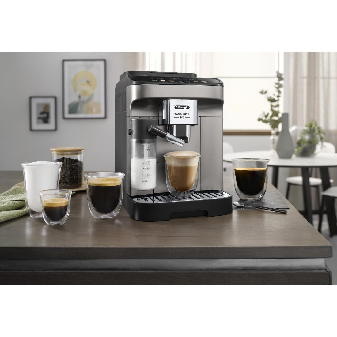HW185 De'Longhi Magnifica Evo Fully Automatic Bean to Cup Coffee Machine ECAM29 Titanium & Black