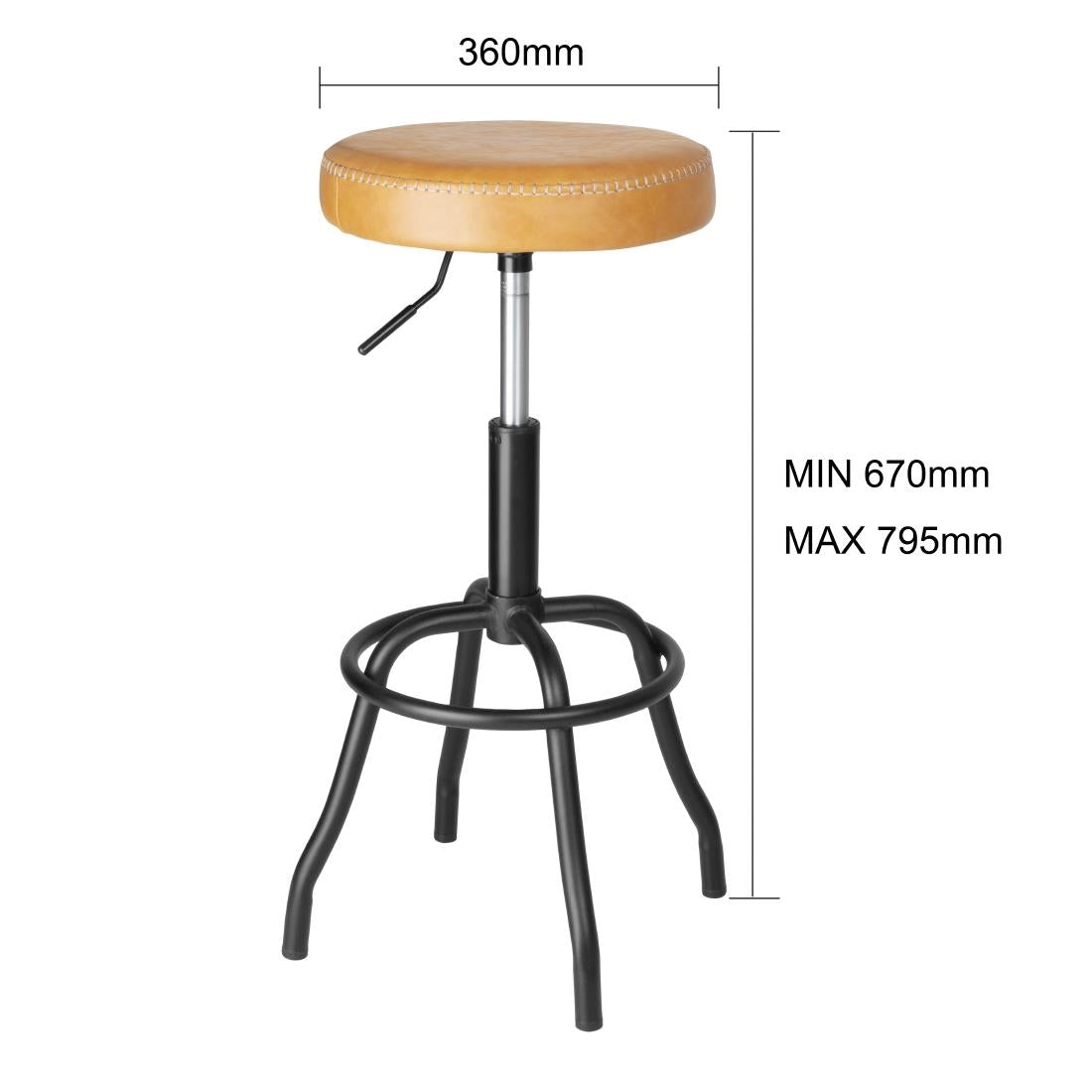 HW290 Bolero Brooklyn PU High Bar Stool - Caramel