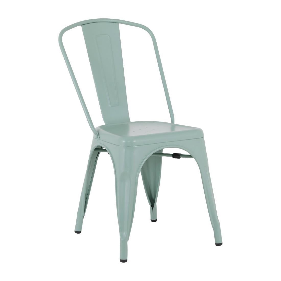 HW295 Bolero Bistro Metal Chairs Olive Green (Set 4)