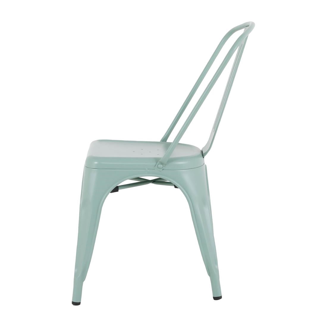 HW295 Bolero Bistro Metal Chairs Olive Green (Set 4)