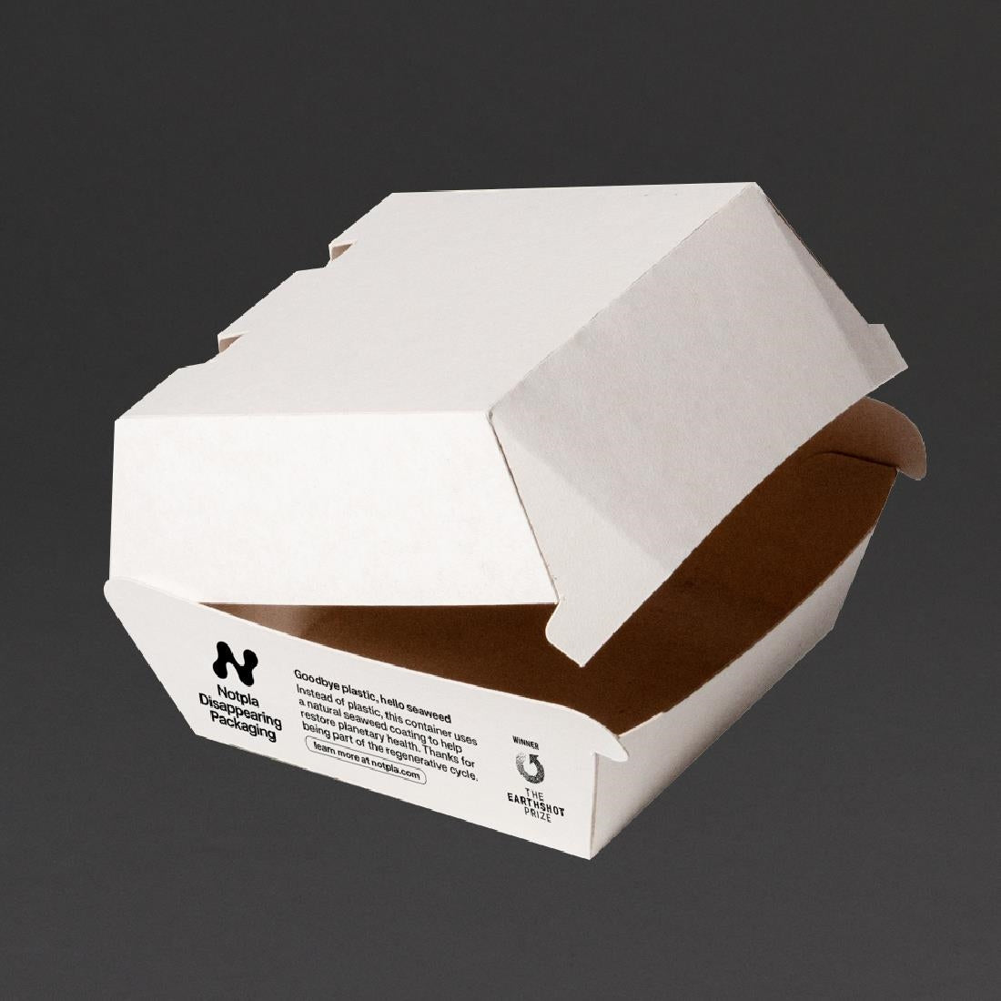 HW504 Notpla Clamshell Burger Boxes - White (Pack of 200)