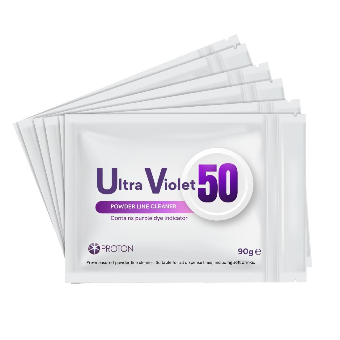 HW523 Proton Ultra Violet 50 Powdered Beer Line Cleaner 90g (Pack of 6)