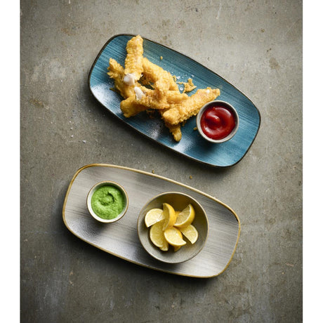 HX055 Churchill Stonecast Raw Teal Chefs Oblong Plates 270 x 127mm (Pack of 12)