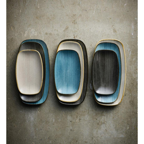 HX056 Churchill Stonecast Raw Teal Oblong Chefs Plates 180 x 101mm (Pack of 12)