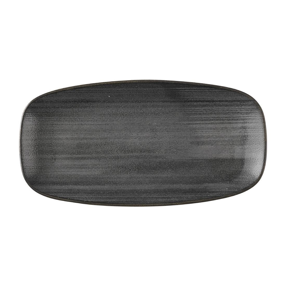 HX051 Churchill Stonecast Raw Black Chefs Oblong Plates 280 x 152mm (Pack of 12)