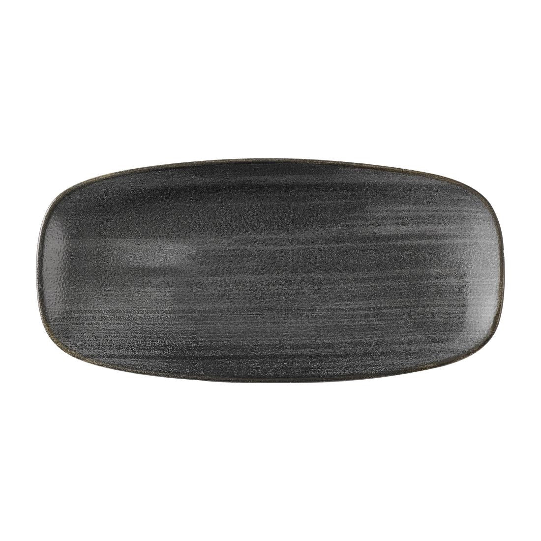 HX052 Churchill Stonecast Raw Black Chefs Oblong Plates 270 x 127mm (Pack of 12)