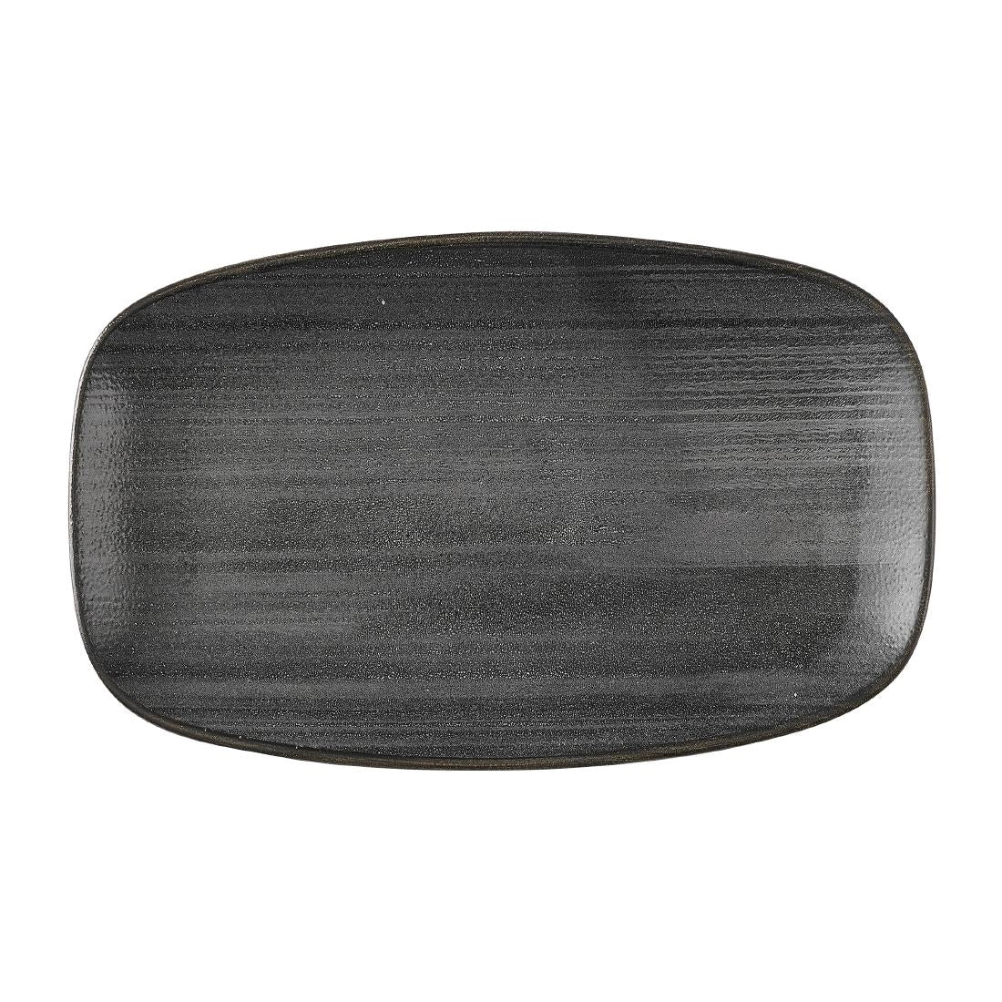 HX053 Churchill Stonecast Raw Black Oblong Chefs Plates 180 x 101mm (Pack of 12)