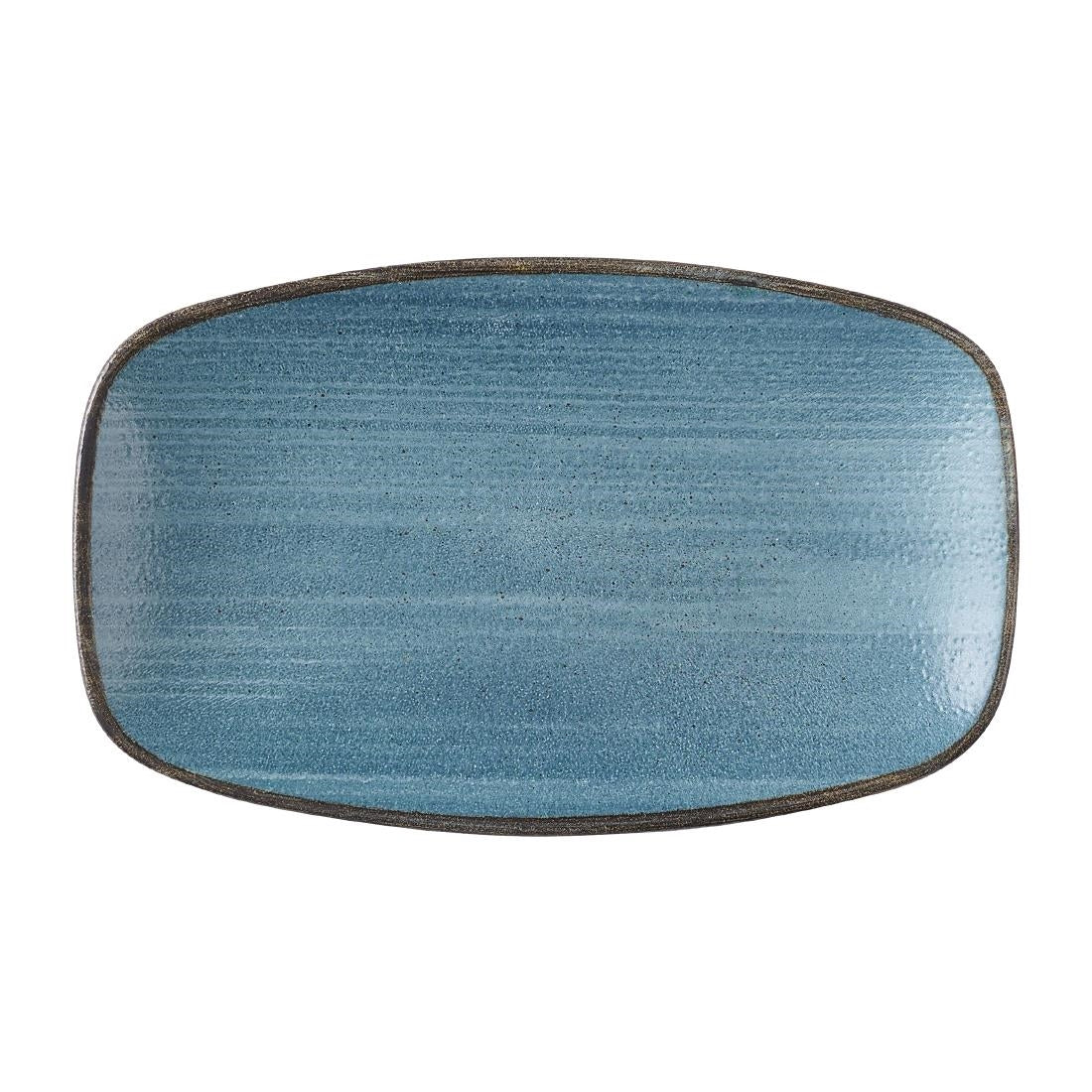 HX056 Churchill Stonecast Raw Teal Oblong Chefs Plates 180 x 101mm (Pack of 12)
