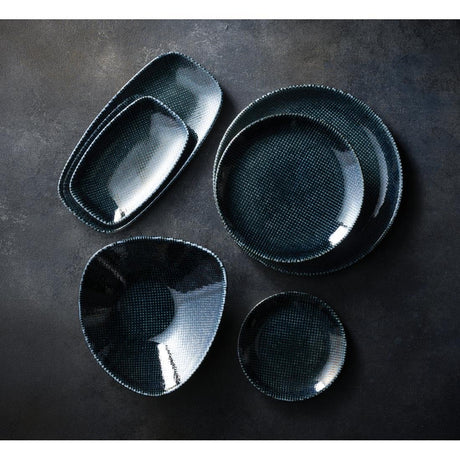 HX101 Churchill Studio Prints Astro Metallic Blue Oblong Chefs Plates 178 x 105mm (Pack of 12)