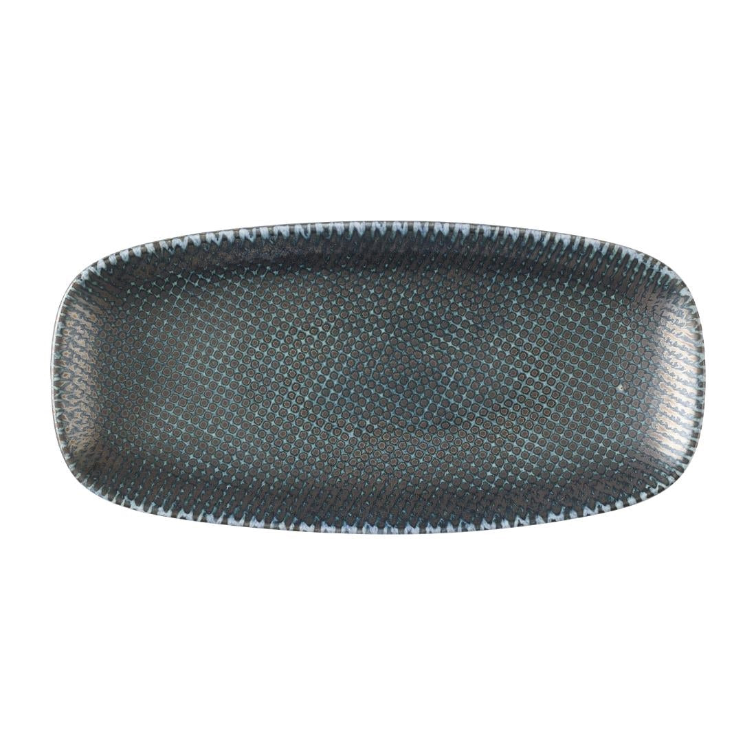 HX100 Churchill Studio Prints Astro Metallic Blue Chefs Oblong Plates 270 x 127mm (Pack of 12)