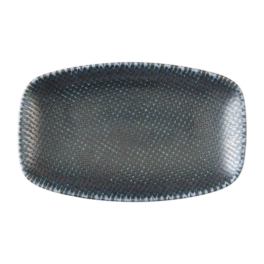 HX101 Churchill Studio Prints Astro Metallic Blue Oblong Chefs Plates 178 x 105mm (Pack of 12)