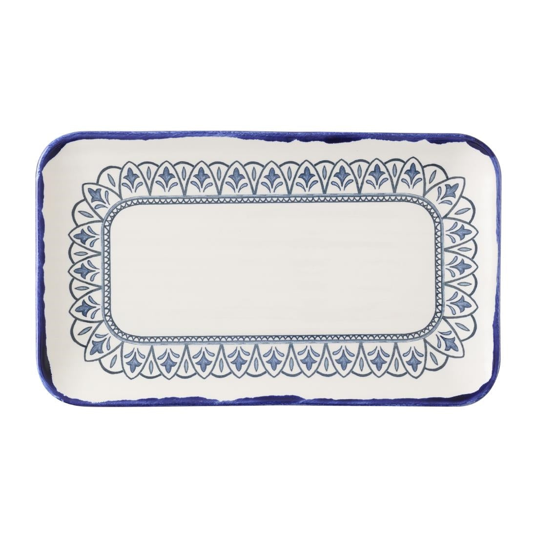 HX229 Dudson Harvest Moresque Rectangular Plates Blue 270x160mm (Pack of 12)