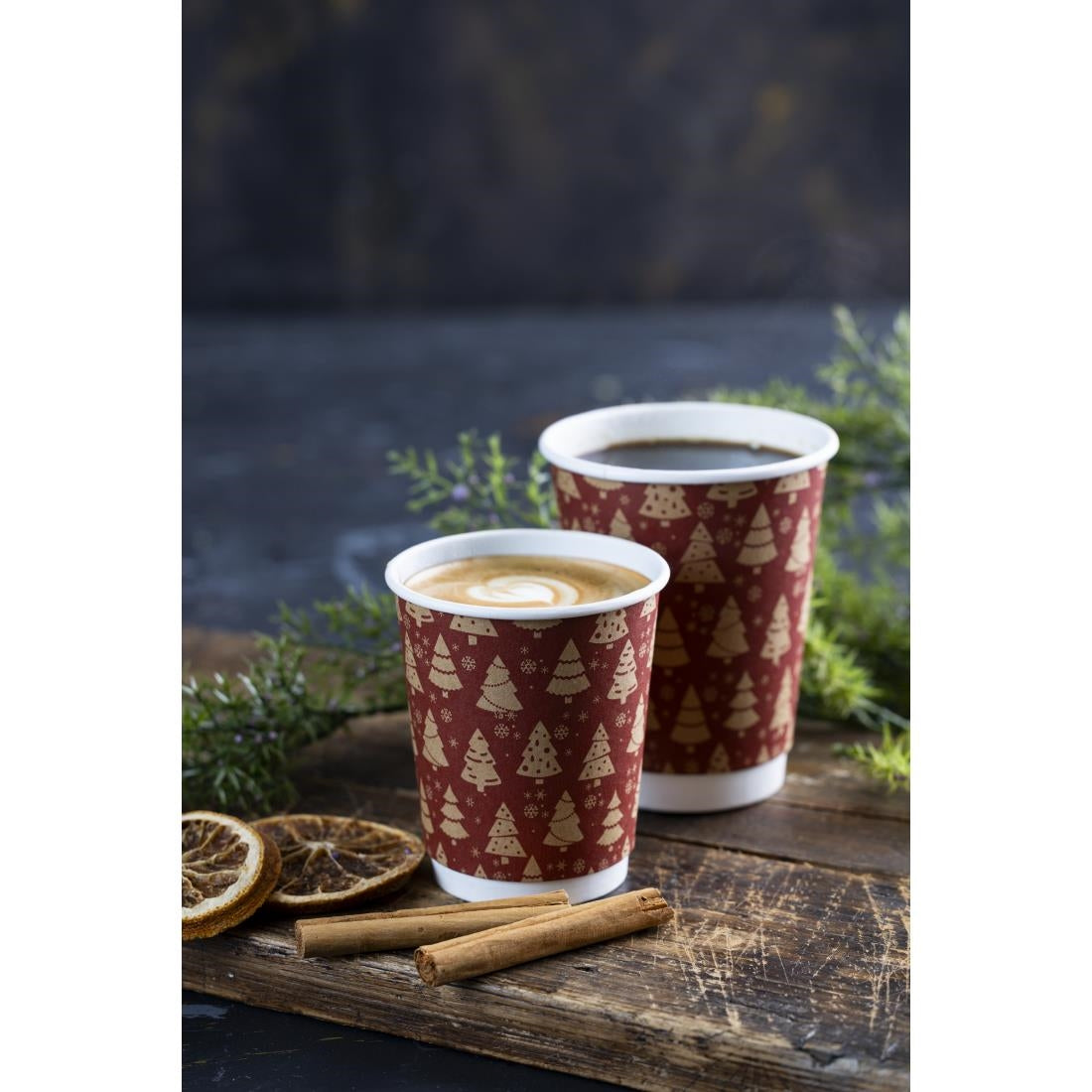 HX280 Fiesta Recyclable Festive Double Wall Hot Cups 8oz (Pack of 500)