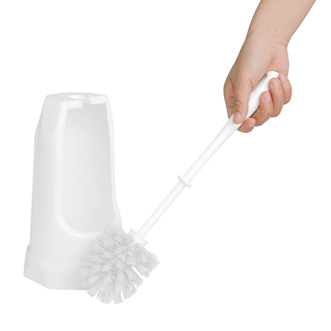 HX386 - Jantex Round Toilet Brush & Holder - White