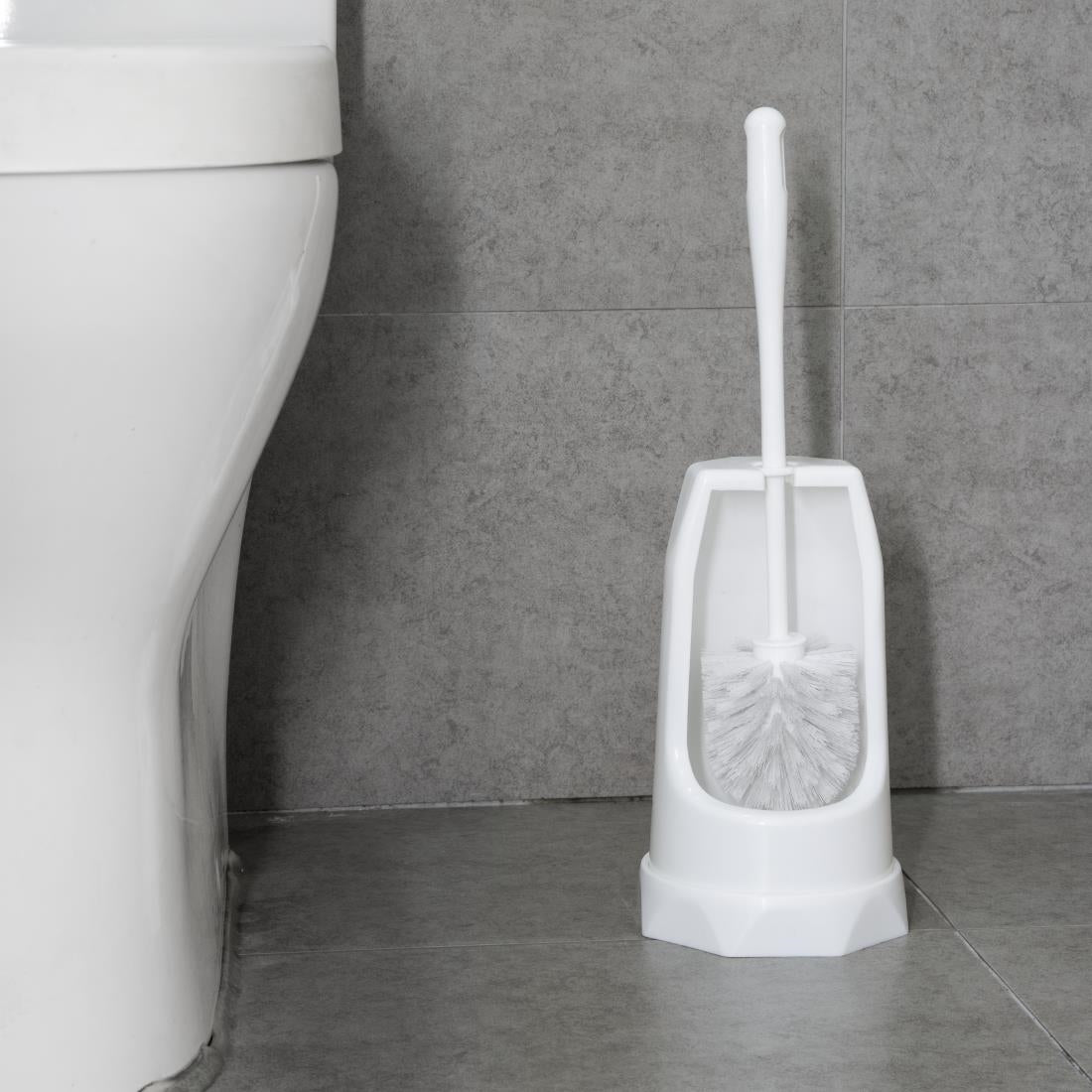 HX386 - Jantex Round Toilet Brush & Holder - White