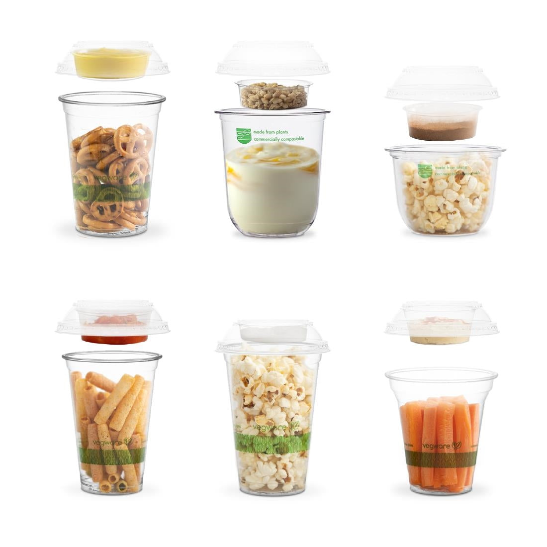 HX477 Vegware Combo Lid for Cold Cups and Bella Pots 96-Series (Pack of 1000)