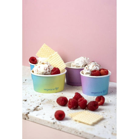 HX484 Vegware Double Scoop Ice Cream Pot Tutti Frutti 6oz (Pack of 1000)