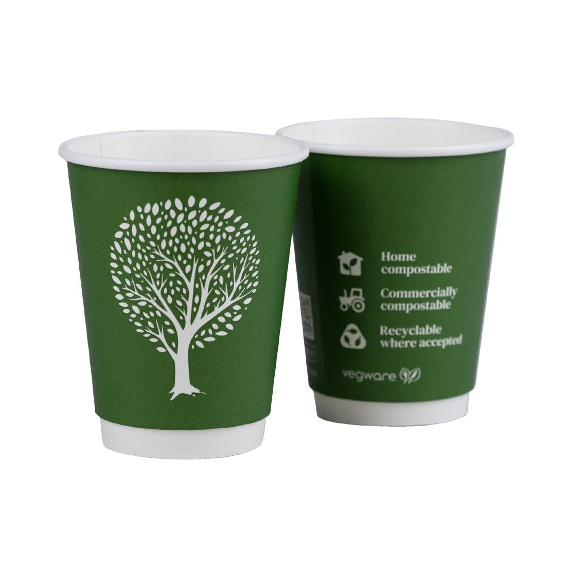 HX486 Vegware Green Tree Double Wall Hot Cups 8oz 79-Series (Pack of 500)