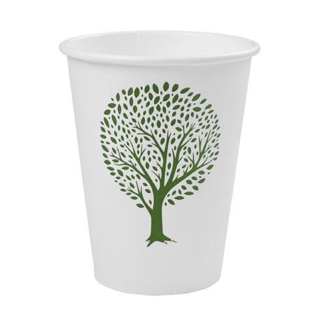 HX490 Vegware Green Tree White Hot Cups 12oz 89-Series (Pack of 1000)