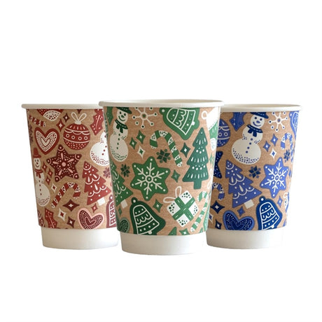 HX492 Vegware Double Wall 2024 Xmas Cup 79-Series - 8oz (Pack of 500)