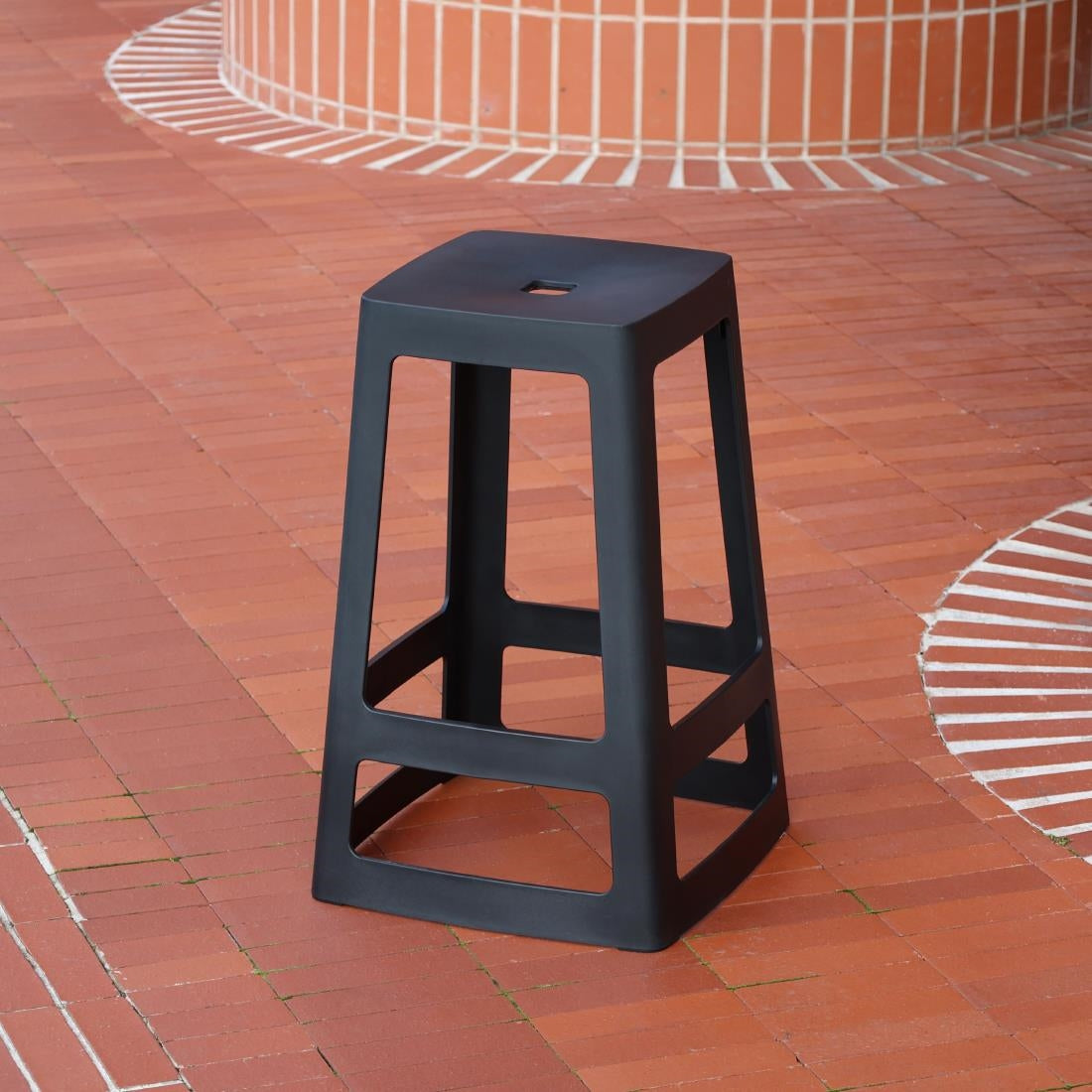 HX785 Origin Base Mid Stool Traffic Black 430x430x560mm (Pack of 2)