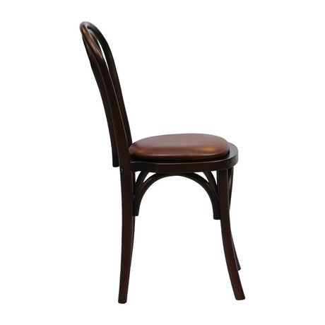 HX821 Hoop Back Dining Chair in Dark Walnut with Bison Espresso Seat (Pack of 2)