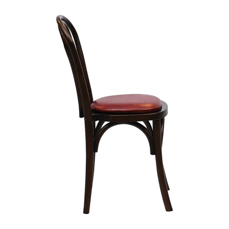 HX823 Hoop Back Dining Chair in Dark Walnut with Bison Bordeaux Seat (Pack of 2)