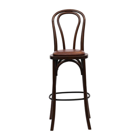 HX835 Hoop Back Bar Chair in Dark Walnut with Bison Espresso Seat