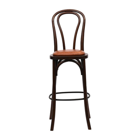 HX836 Hoop Back Bar Chair in Dark Walnut with Bison Tan Seat