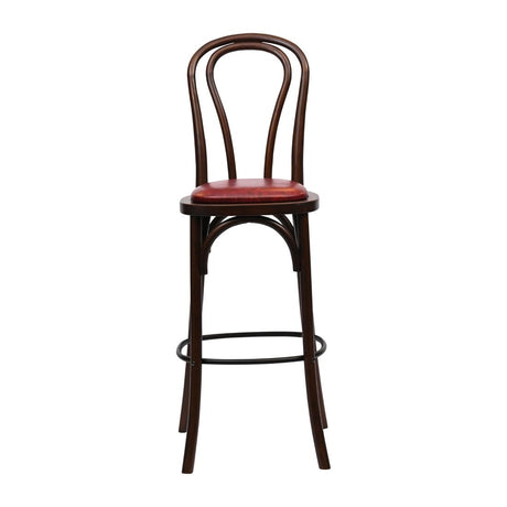 HX837 Hoop Back Bar Chair in Dark Walnut with Bison Bordeaux Seat