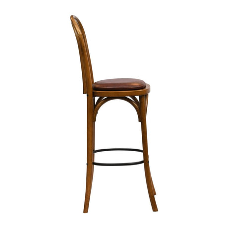HX842 Hoop Back Bar Chair in Weathered Oak with Bison Espresso Seat