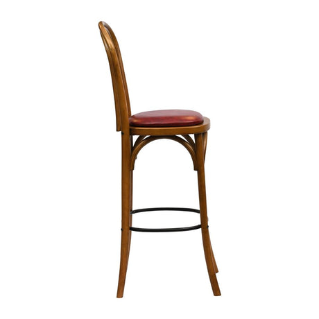 HX844 Hoop Back Bar Chair in Weathered Oak with Bison Bordeaux Seat
