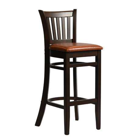 HX850 Manhattan Bar Chair in Dark Walnut with Bison Tan Seat