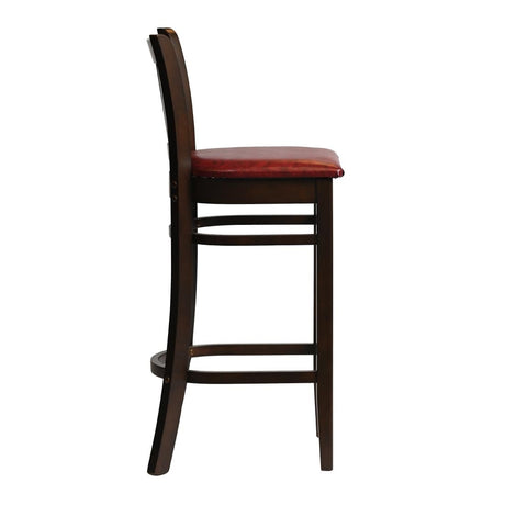 HX851 Manhattan Bar Chair in Dark Walnut with Bison Bordeaux Seat
