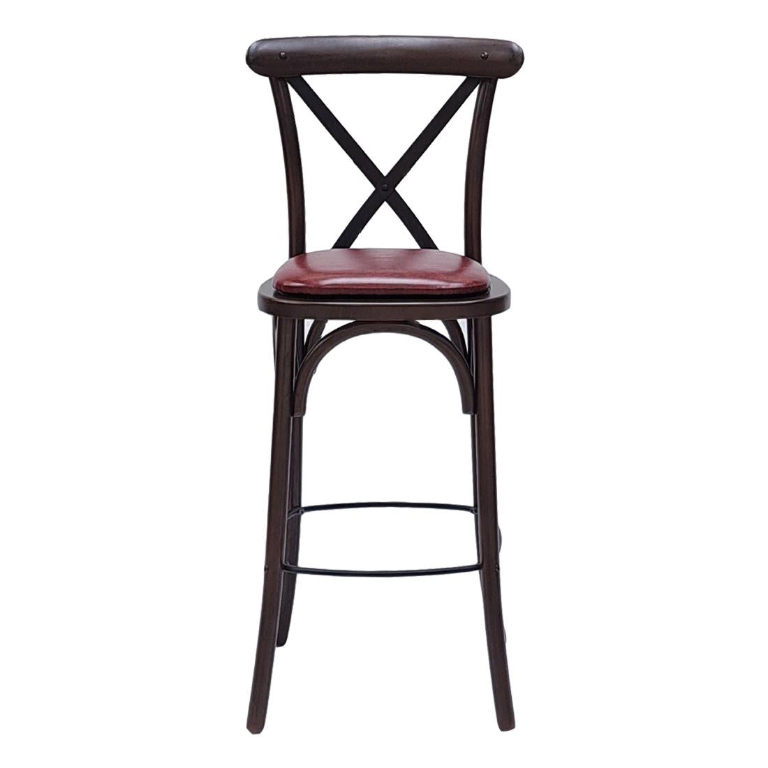 HX874 Bristol Bar Chair in Dark Walnut with Bison Bordeaux Seat
