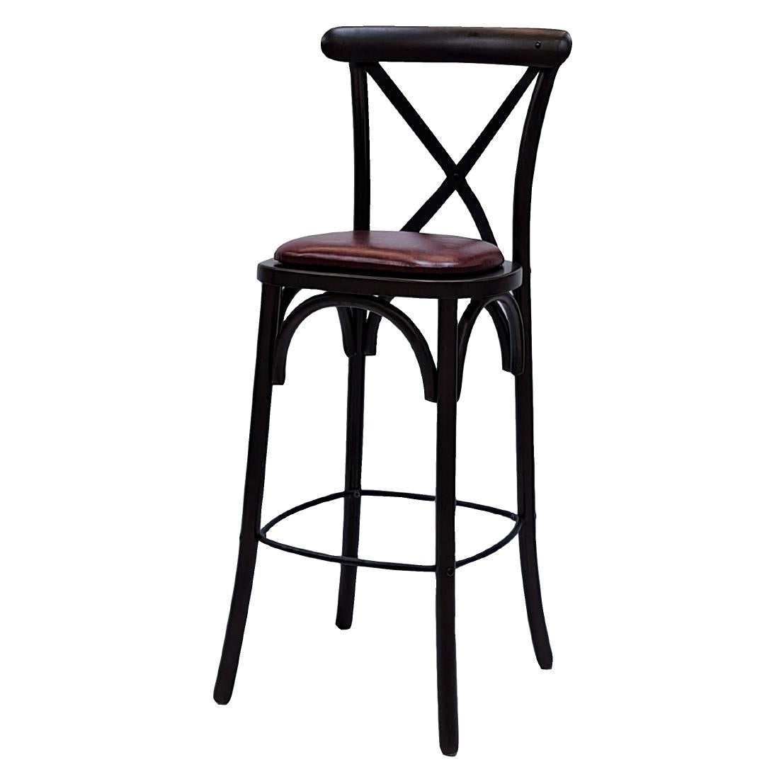 HX874 Bristol Bar Chair in Dark Walnut with Bison Bordeaux Seat