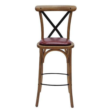 HX881 Bristol Bar Chair in Weathered Oak with Bison Bordeaux Seat