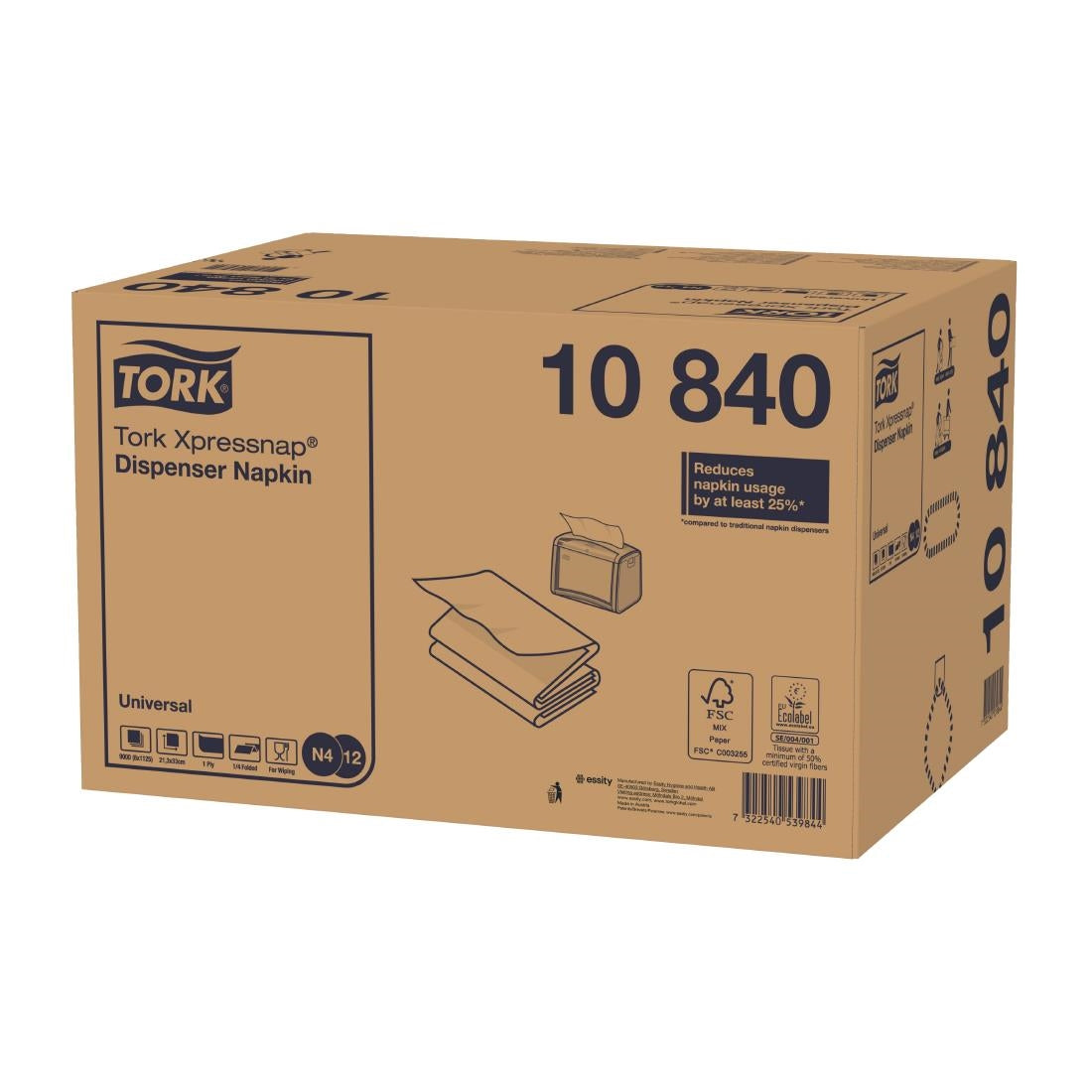 HX965 Tork Xpressnap White Dispenser Napkin 1Ply (Pack of 9000)