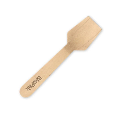 Coated Wooden Ice Cream Spoon - 9.5cm - 2,000/ctn - wood - BioPak commercial catering consumable
