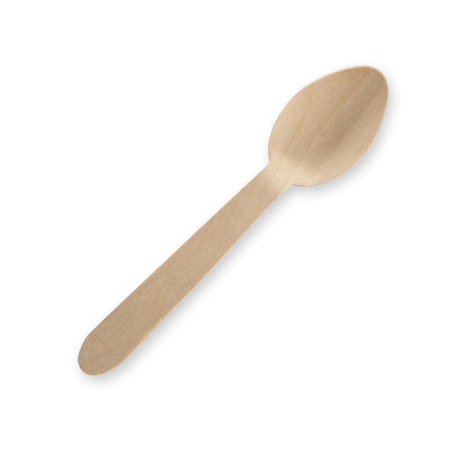Uncoated Wooden Tea Spoon - Unbranded - 10cm - 5,000/ctn - wood - BioPak commercial catering consumable